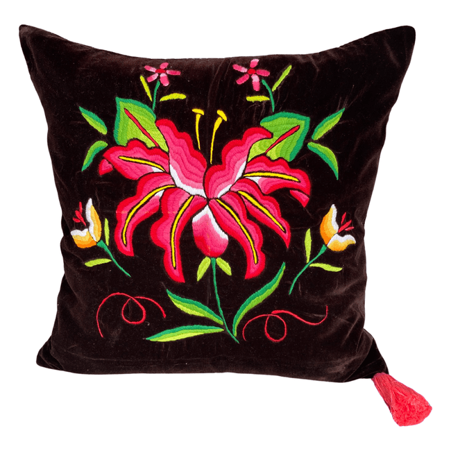 Embroidered velvet Mila pillow - FolkProject