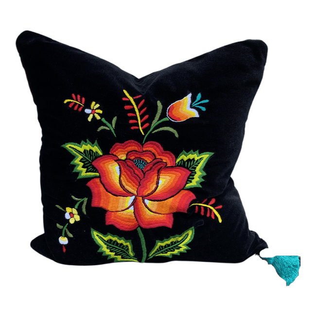 Embroidered velvet Mila pillow - FolkProject