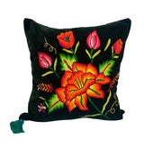 Embroidered velvet Mila pillows saffron, dark green, plum - FolkProject
