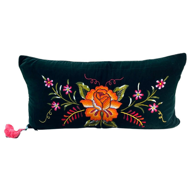 Embroidered velvet Mila pillow - FolkProject