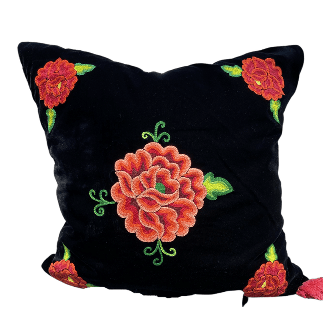 Embroidered velvet Mila pillow - FolkProject