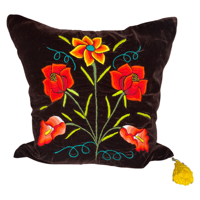 Embroidered velvet Mila pillow - FolkProject
