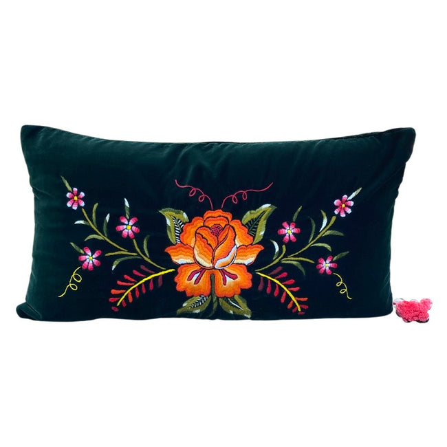 Embroidered velvet Mila pillow - FolkProject