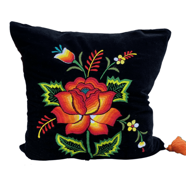 Embroidered velvet Mila pillow - FolkProject