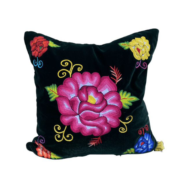 Embroidered velvet Mila pillow - FolkProject
