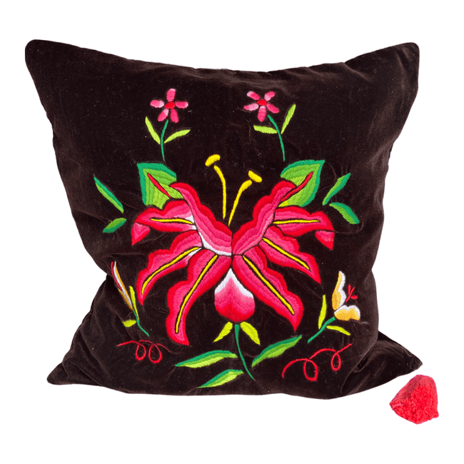 Embroidered velvet Mila pillow - FolkProject