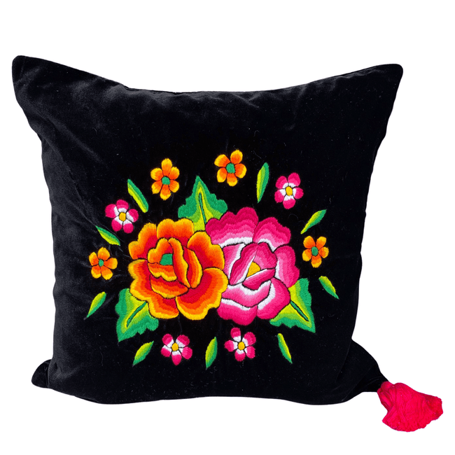 Embroidered velvet Mila pillow - FolkProject